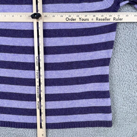 GAP Womens 100% Lambs Wool Striped Pullover Purple Sweater Sz Large - Picture 6 of 6